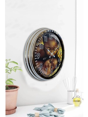 Kasva Concept Hediyelik 40 cm Krom Metal Retro Duvar Saati