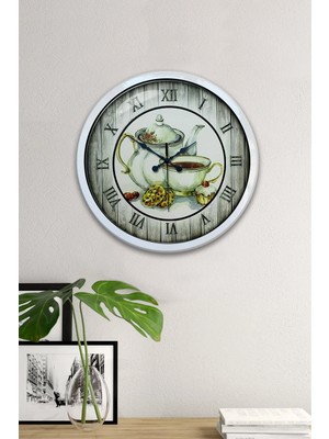 Kasva Concept Hediyelik 40 cm Beyaz Metal Mutfak Duvar Saati