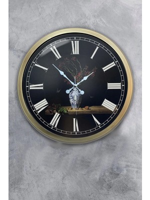 Kasva Concept 40 cm Eskitme Metal Vazolu Çiçek Duvar Saati