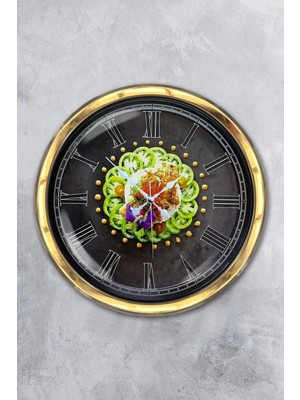 Kasva Concept Hediyelik 40 cm Gold Metal Mutfak Duvar Saati