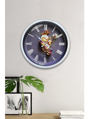 Kasva Concept Hediyelik 40 cm Beyaz Metal Mutfak Duvar Saati