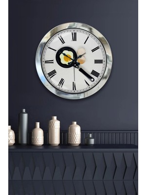 Kasva Concept Hediyelik 36 cm Krom Metal Mutfak Duvar Saati