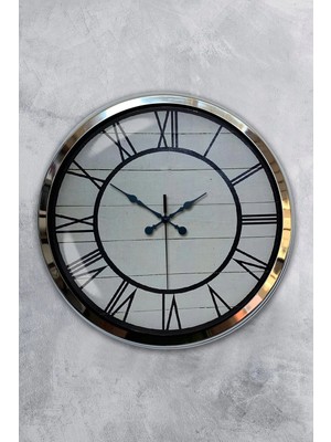 Kasva Concept Hediyelik Ofis Oda 40 cm Krom Metal Roma Rakamlı Duvar Saati