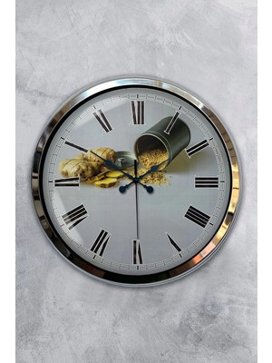 Kasva Concept 40 cm Krom Metal Mutfak Duvar Saati