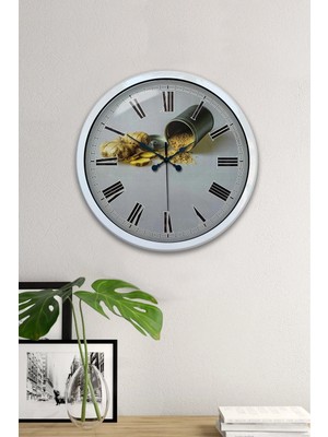 Kasva Concept Hediyelik 40 cm Beyaz Metal Mutfak Duvar Saati