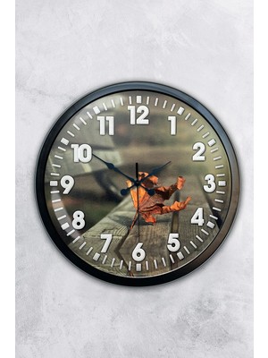 Kasva Concept Hediyelik 40 cm Siyah Metal Yaprak Duvar Saati