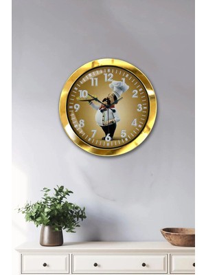 Kasva Concept Hediyelik 36 cm Gold Metal Aşçı Mutfak Duvar Saati