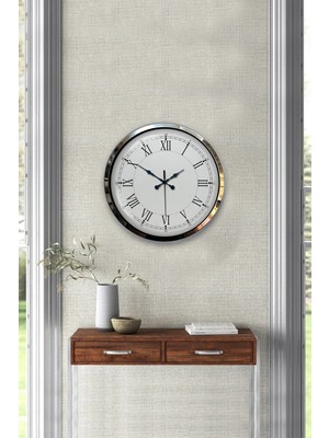 Kasva Concept Hediyelik 40 cm Krom Metal Retro Duvar Saati