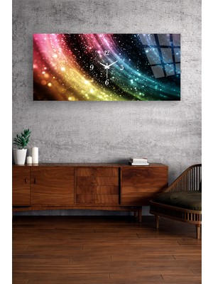 Olinpa Kırılmaz Cam Duvar Saati , Hem Tablo Hem Saat Renkli Işıltılı Tasarım Ev Ofis Hediyesi