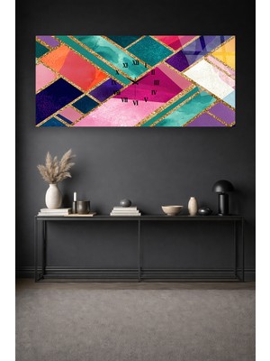 Olinpa Kırılmaz Cam Duvar Saati , Hem Tablo Hem Saat Renkli Canlı Tasarım Ev Ofis Hediyesi