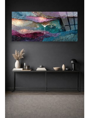 Olinpa Kırılmaz Cam Duvar Saati , Hem Tablo Hem Saat Renkli Canlı Tasarım Ev Ofis Hediyesi