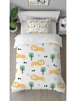 Greendecor Aslan Ağaç Desenli Tasarımlı Dijital Baskılı Özel Tasarım Çarşafsız Şık Çocuk Nevresim Takımı