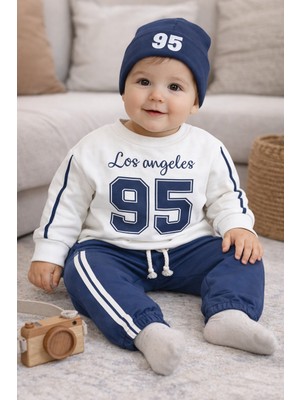 Lino Baby 95 Baskılı Nakışlı Bereli Geniş Kalıp 3lü Erkek Bebek/çocuk Takım