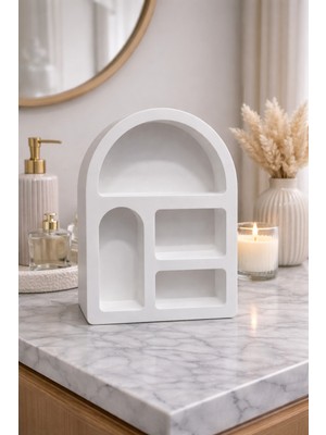 Nox Atelier Modern Dekoratif Çok Bölmeli Kemer Formlu Mini Raf – Masaüstü Organizer & Obje Standı 21 x 15