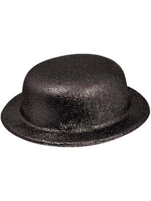 Urfakent Siyah Renk Yuvarlak Simli Plastik Parti Şapkası