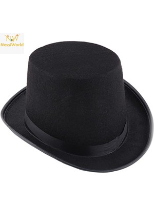 Urfakent Siyah Keçe Sihirbaz Fötr Şapka 12 cm