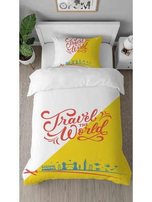 Greendecor Dünya Gezi Şehirler Paris Desenli Tasarımlı Dijital Baskılı Özel Tasarım Çarşafsız Nevresim Takımı