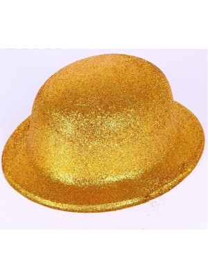 Urfakent Altın Renk Yuvarlak Simli Plastik Parti Şapkası