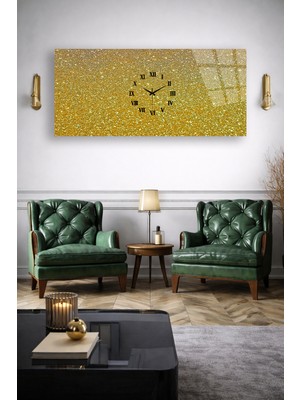 Olinpa Kırılmaz Cam Duvar Saati , Hem Tablo Hem Saat Renkli Gold Tasarım Ev Ofis Hediyesi
