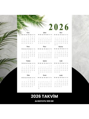 Urfakent Takvim 2026 Premium A4 300 gr Dijital Baskı Yeşil Dal