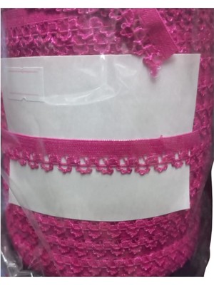 Urfakent Çamaşır Lastiği Dantelli 1 cm 75 Metre 1 Top Fuşya
