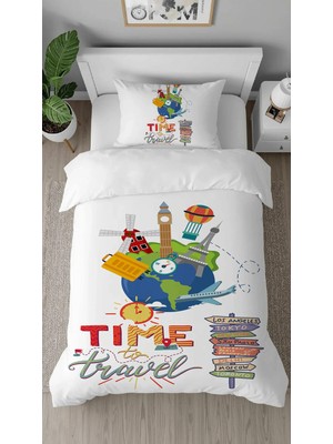 Greendecor Dünya Gezi Şehirler Desenli Tasarımlı Dijital Baskılı Özel Tasarım Çarşafsız Şık Nevresim Takımı