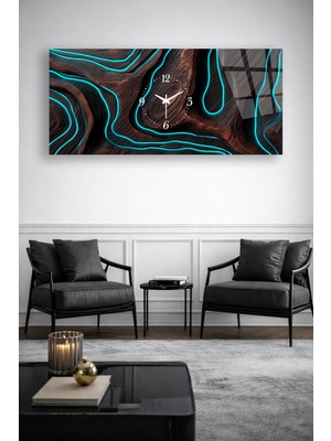 Olinpa Kırılmaz Cam Duvar Saati , Hem Tablo Hem Saat Neon Mavi  Tasarım Ev Ofis Hediyesi