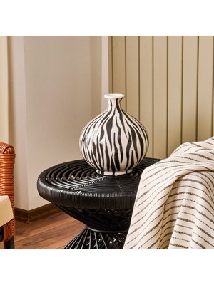 Matmel Deco Elegant Curves Vazo - Siyah / Beyaz - 28 cm