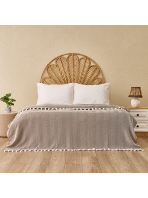 Matmel Soft Econo Çift Kişilik Yatak Örtüsü - Ekru / Kahverengi - 200X220 cm