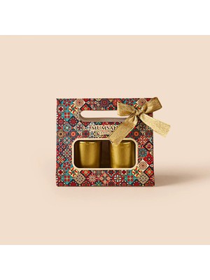 Mumsan Etnik 2'li Blok Mum - Altın - 7x5 cm