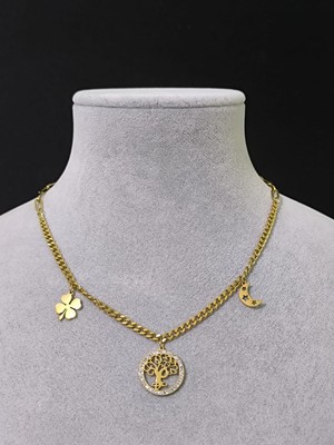 Vulwox Taşlı Altın Hayat Ağacı Şans Kolyesi