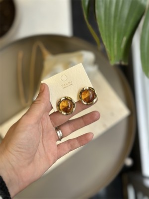 Royaleks Taşlı Küpe - Kahverengi