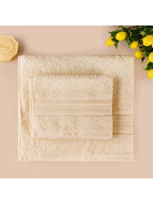 Boovi 2'li Havlu Seti - Bej - 40X60 cm + 60X100 cm