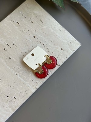 Royaleks Taşlı Küpe - Kırmızı