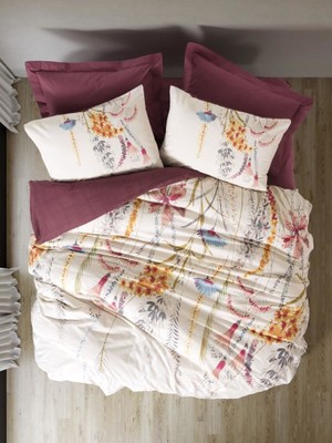 Mulvxurg  URG02  Çift Kişilik Modeline Nevresim Takımı Flos Bordo (Mulvix)