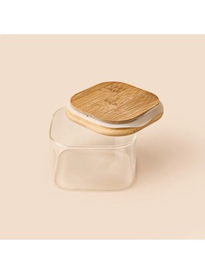 Mien Bambu Kapaklı Saklama Kabı - Kahverengi - 10X6 cm