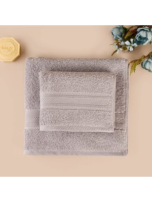 Boovi 2'li Havlu Seti - Gri - 40X60 cm + 60X100 cm