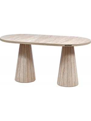 Masifart Gerpi Yapay Traverten 200 Lük Oval Line Masa