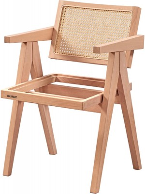 Masifart Cunobel Hasırlı Luna Sandalye Cilasız Ham