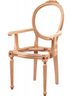 Masifart Acuzio Tornalı Oymalı Kollu Sandalye Cilasız Ham