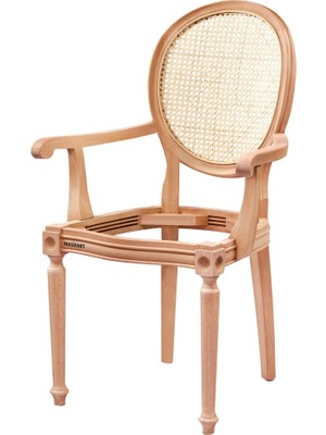 Masifart Apoll Hasırlı Tornalı Kollu Sandalye Cilasız Ham