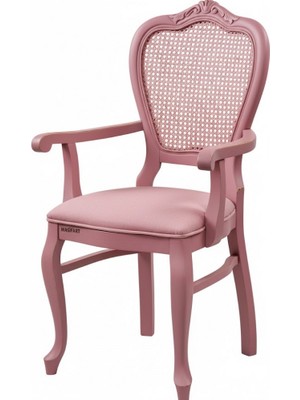 Masifart Aralia Hasırlı Klasik Oymalı Kollu Sandalye