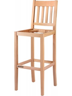 Masifart Europa Çıtalı Döşemeli Bar Sandalyesi Cilasız Ham