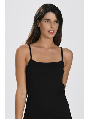 Aria's Closet Arias Closet Ip Askılı Siyah Ribana Atlet