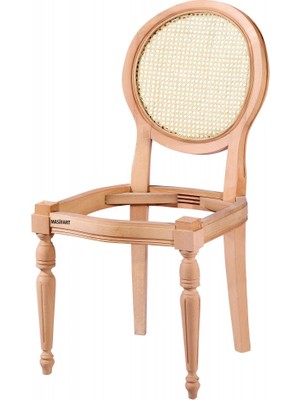 Masifart Allidah Hasırlı Yuvarlak Sandalye Cilasız Ham