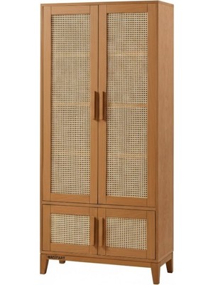 Masifart Aurie Hasırlı Konik Kapaklı Kitaplık