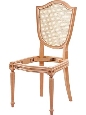 Masifart Hilaris Hasırlı Kupa Tornalı Sandalye Cilasız Ham