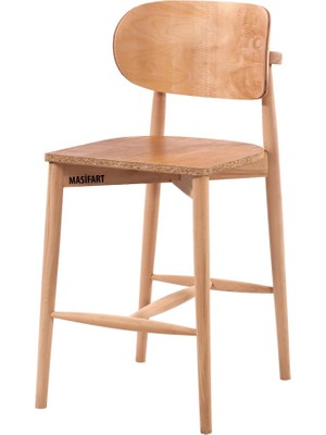 Masifart Refigo Polo Bar Sandalyesi Cilasız Ham