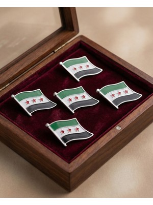Zaytoon Broş Yeni Suriye Bayrağı Mineli Metal Yaka İğnesi Yaka Rozeti 5 Adet