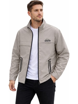 SINWEAR Erkek Baharlık Su ve Rüzgar Geçirmez Mont Dik Yaka Mevsimlik Fermuarlı Spor Outdoor Ceket
